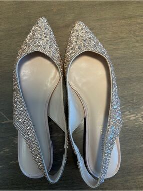 Madden Girl Nude Crystal Embellished Pointed Slingback Flats